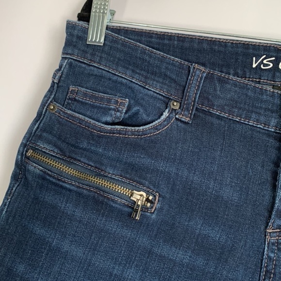 Victoria’s Secret Dark Blue Cropped Jeans with Zippers - Picture 3 of 8